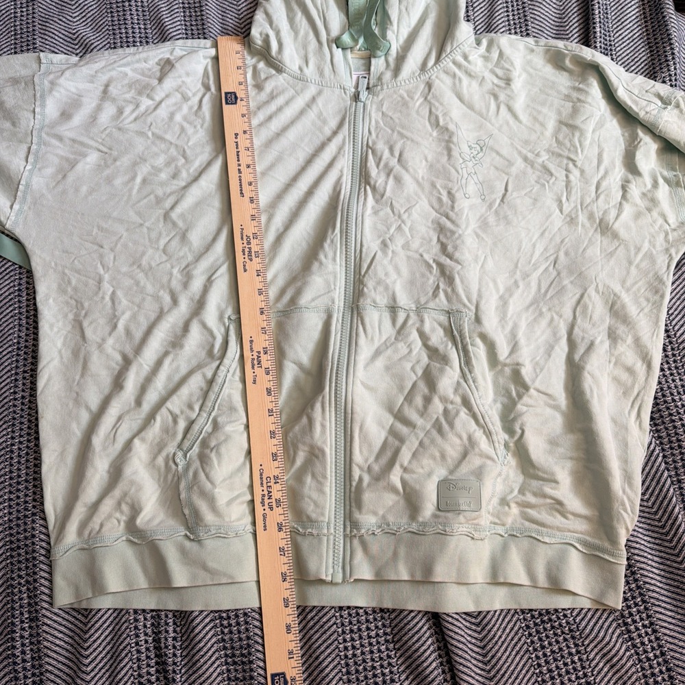 Disney Loungefly Tinker Bell Welcome To Never Land Mint Green Lace Up Hoodie 2XL - Picture 7 of 9